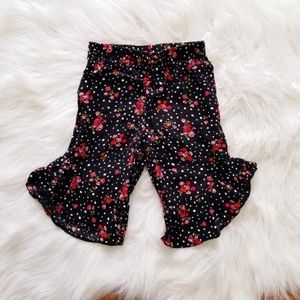 Baby Girl Black Floral & Polka Dot Ruffled Pants